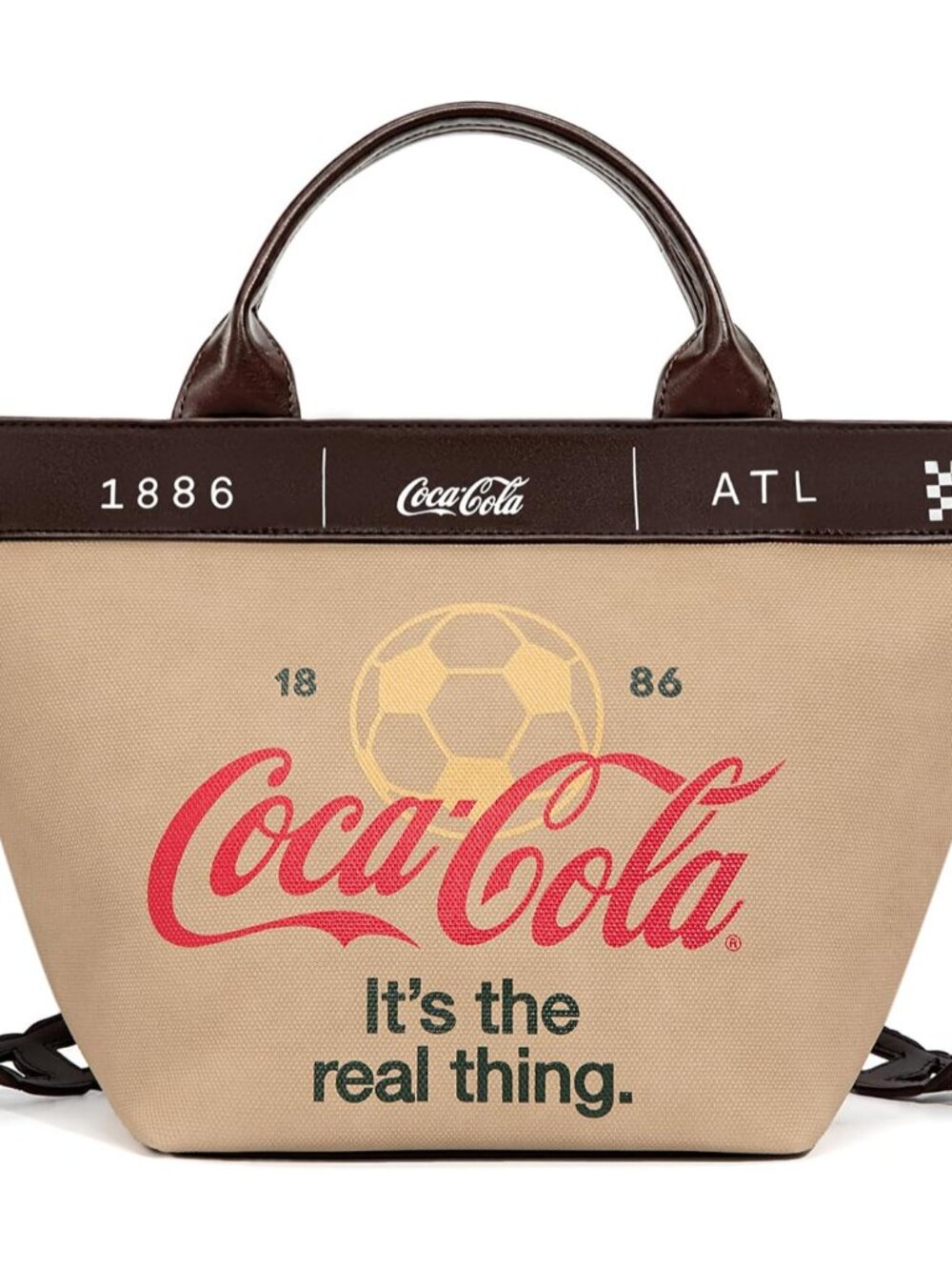 Coca-Cola Tote Bag for Women Soccer Style Hobo Bag Canvas Handbag with Detachabl